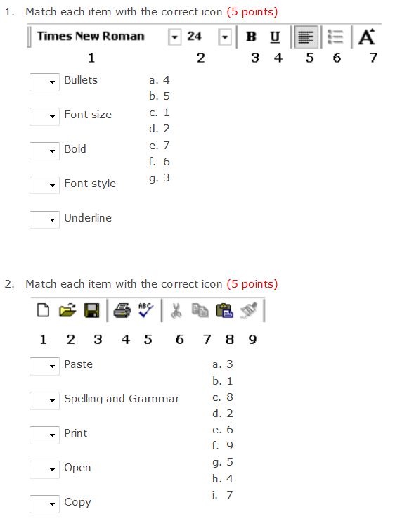 two matching questions
